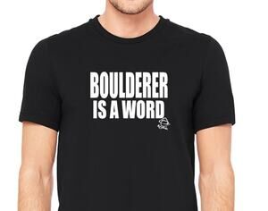 Asana Climbing Boulderer Is a Word Tee Black Graphic‎ T-Shirt Size M